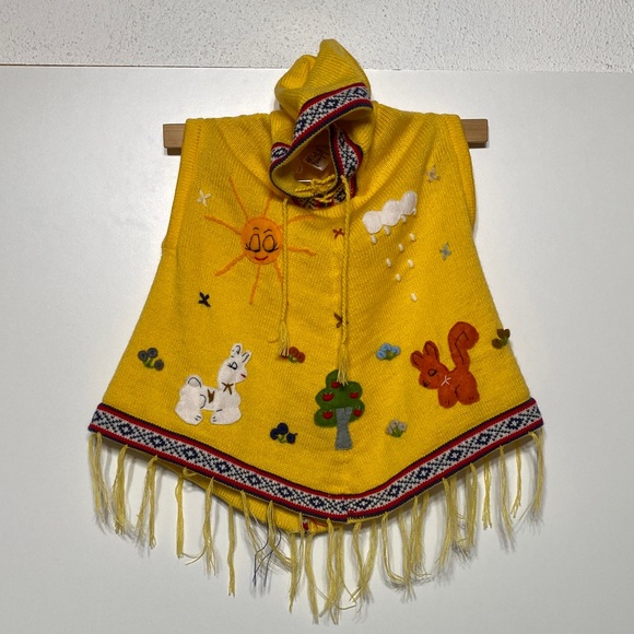Peru Other - Kids Pullover Artisan Handmade Poncho with Hood